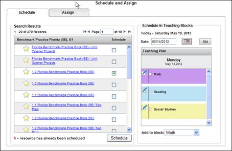 Schedule and assign schedule tab